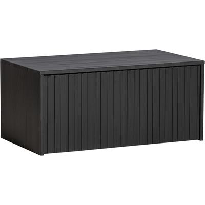 Truhenbank WOOOD "New Gravure Bunkbench", schwarz, B:88cm H:40cm T:50cm, Holzwerkstoff, Sitzbänke, mit grafischen Relieftüren auf Rollen, Breite 88 cm Image