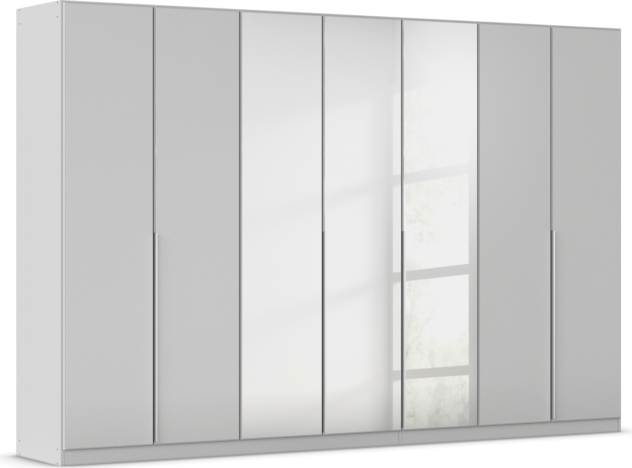 Drehtürenschrank RAUCH "Kleiderschrank Kleiderschränke Schrank Garderobe AGORDO mit Glasfront", grau (seidengrau, glas seidengrau), B:315cm H:210cm T:54cm, Holzwerkstoff, Schränke, durchdachte Innenausstattung, in 7 Breiten und 2 Höhen MADE IN GERMANY Image