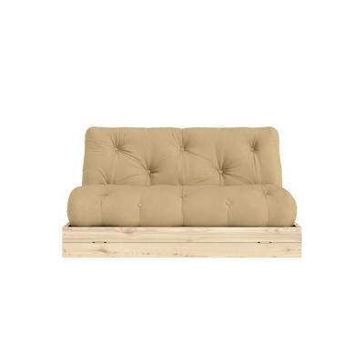 Schlafsofa KARUP DESIGN "Flip Sofabed, Made in Europe, mehrere Farben, vielseitig einsetzbar", gelb (wheat beige), B:145cm H:83cm T:98,5cm, Bezug: 80% Baumwolle, 20% Polyester, Sofas, inkl. handgefertigte Futonmatratze, FSC-zertifiziertes Massivholz Image