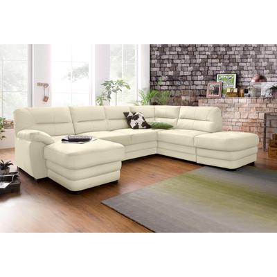 Wohnlandschaft COTTA "Royale U-Form", beige (creme), B:316cm H:90cm T:93cm, Luxus-Kunstleder, frei im Raum stellbar, Luxus-Microfaser (100% Polyester), frei im Raum stellbar, NaturLEDER (echtes Rindsleder) in Sitz und Rücken. Die Rückseiten sind mit... Image