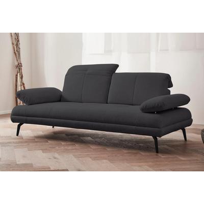 2-Sitzer ANDAS "Stenlille", grau (anthrazit), B:212cm H:83cm T:107cm, Struktur weich (100% Polyester), Struktur grob (100% Polyester), 100% NaturLEDER, Sofas, incl. Sitztiefen-, Kopfteil- und Armteilverstellung Image