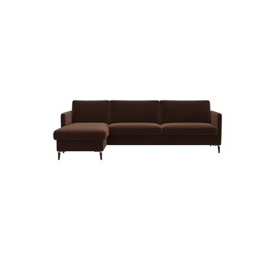 Ecksofa FLEXLUX "Fiore, L-Form", braun (tobacco), B:247cm H:85cm T:92cm, 100% Polyester, Sofas, schmale Armlehnen, Kaltschaum, Füße Alu+schwarz Image