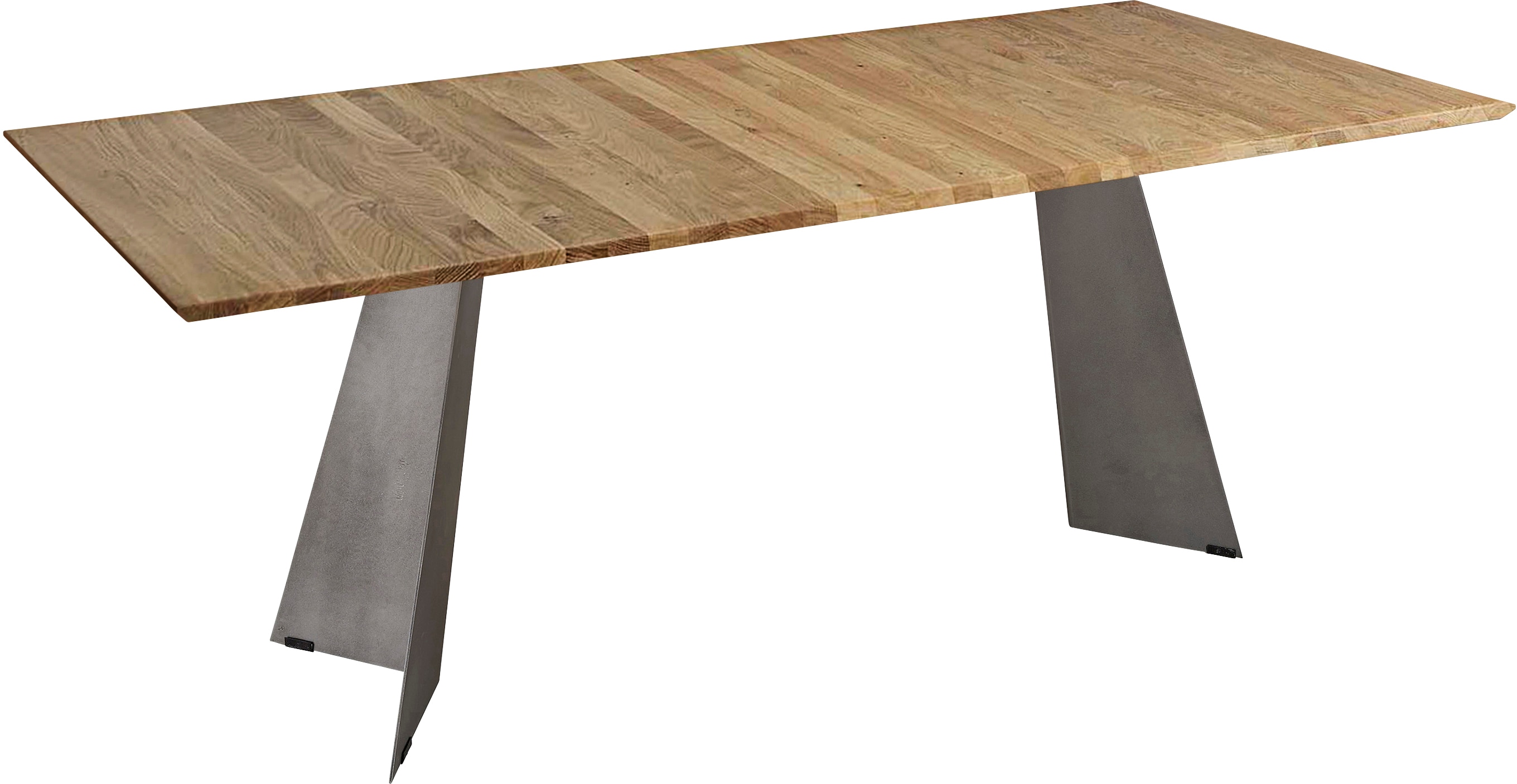 Esstisch K+W KOMFORT & WOHNEN "5252", braun (wildeiche natur 433, stahlgrau), B:180cm H:75cm T:90cm, Tische, Rechteckiger Esstisch Esstisch Holz-Esstische, Wildeiche natur oder bianco, Untergestell in Metall, 3 Breiten wählbar