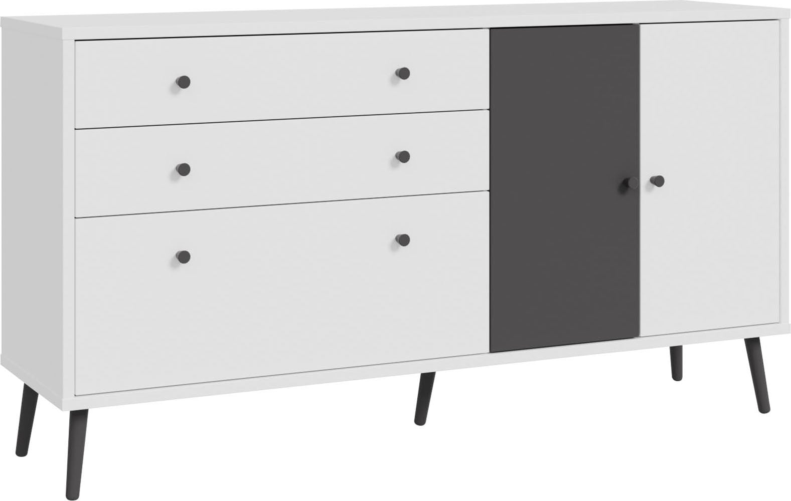 Sideboard FORTE "Harllson EasyKlix by Forte", weiß (weiß, uni wolfram grau), B:159,2cm H:86,5cm T:41,5cm, FSC-zertifizierter Holzwerkstoff, Sideboards, die neue geniale Art Möbel aufzubauen Image