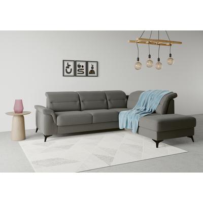 Ecksofa SIT & MORE "Sinatra L-Form", grau, B:251cm H:85cm T:220cm, 90% Polyester, 10% Polyamid, Sofas, mit Ottomane, optional mit Kopfteilverstellung und Armteilfunktion Image