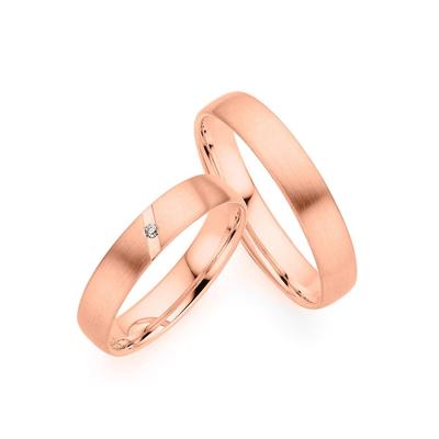 Trauring PHÖNIX "Schmuck Geschenk Gold 333 Trauring Ehering LIEBE versch. Varianten" Gr. 53, rosa (roségoldfarben), Fingerringe, 53, 0,01 ct SI = kleine Einschlüsse mit Brillant, Roségold 333, 4,0mm, Rosu00e9gold 333, Made in Germany, wahlweise mit... Image