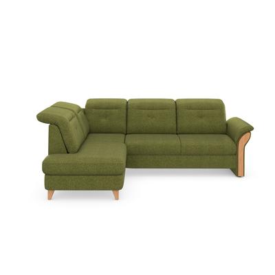 Ecksofa HOME AFFAIRE "Dangast L-Form", grün, B:269cm H:92cm T:200cm, Luxus-Microfaser Euphora 100% Polyester, , Easy Care: 98% Polyester, 2% Polyamid, Luxus-Microfaser Lederoptik: 100% Polyester, Sofas, Kopfteilverstellung, wahlweise mit motorischer... Image