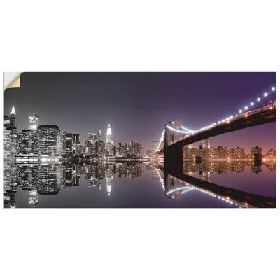 Wandbild ARTLAND "New York Skyline nächtliche Reflektion", schwarz (farbe bild(er): schwarz), B:60cm H:30cm, Dekorfolie, Bilder, als Leinwandbild, Poster, Wandaufkleber in verschied. Größen Image