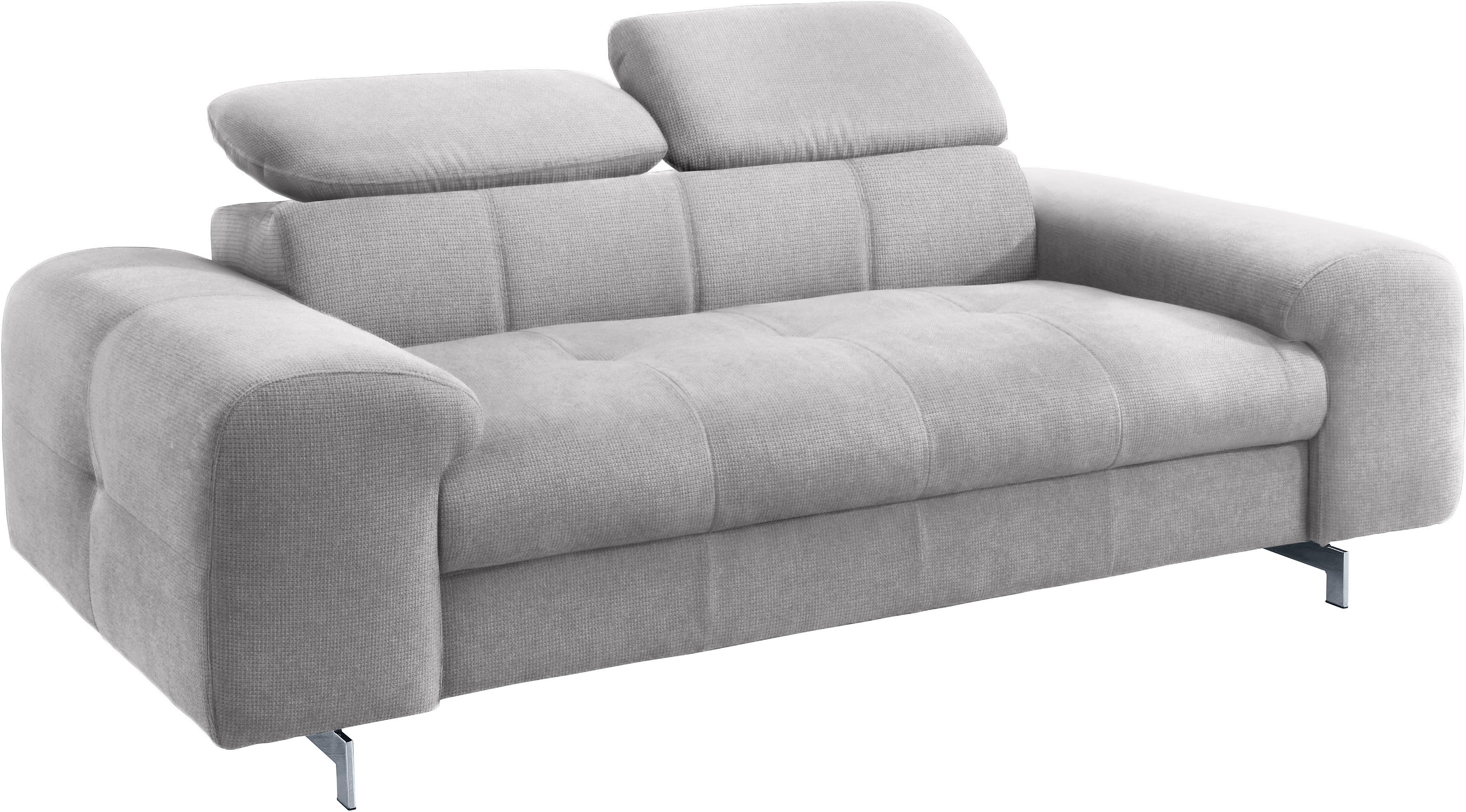 2-Sitzer COTTA "Chef", grau, B:201cm H:72cm T:105cm, Chenille (90% Polyester, 10% Polyamid);Struktur (100% Polyester), Sofas, mit Kopfteilverstellung Image