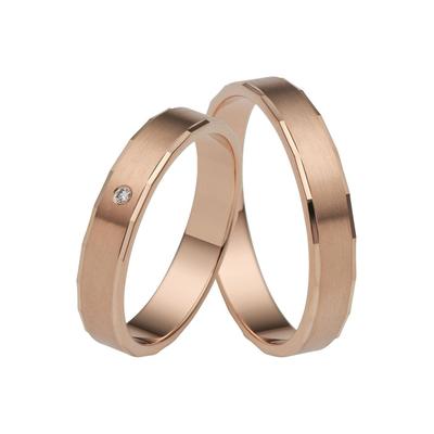 Trauring FIRETTI "Schmuck Geschenk Gold 375 Hochzeit Ehering "LIEBE" Gr. 58, rosa (roségoldfarben), Fingerringe, 58, 0,01 ct SI = kleine Einschlüsse mit Brillant, Roségold 375, 4,0mm, Rosu00e9gold 375, Made in Germany, wahlweise mit oder ohne Brillant Image