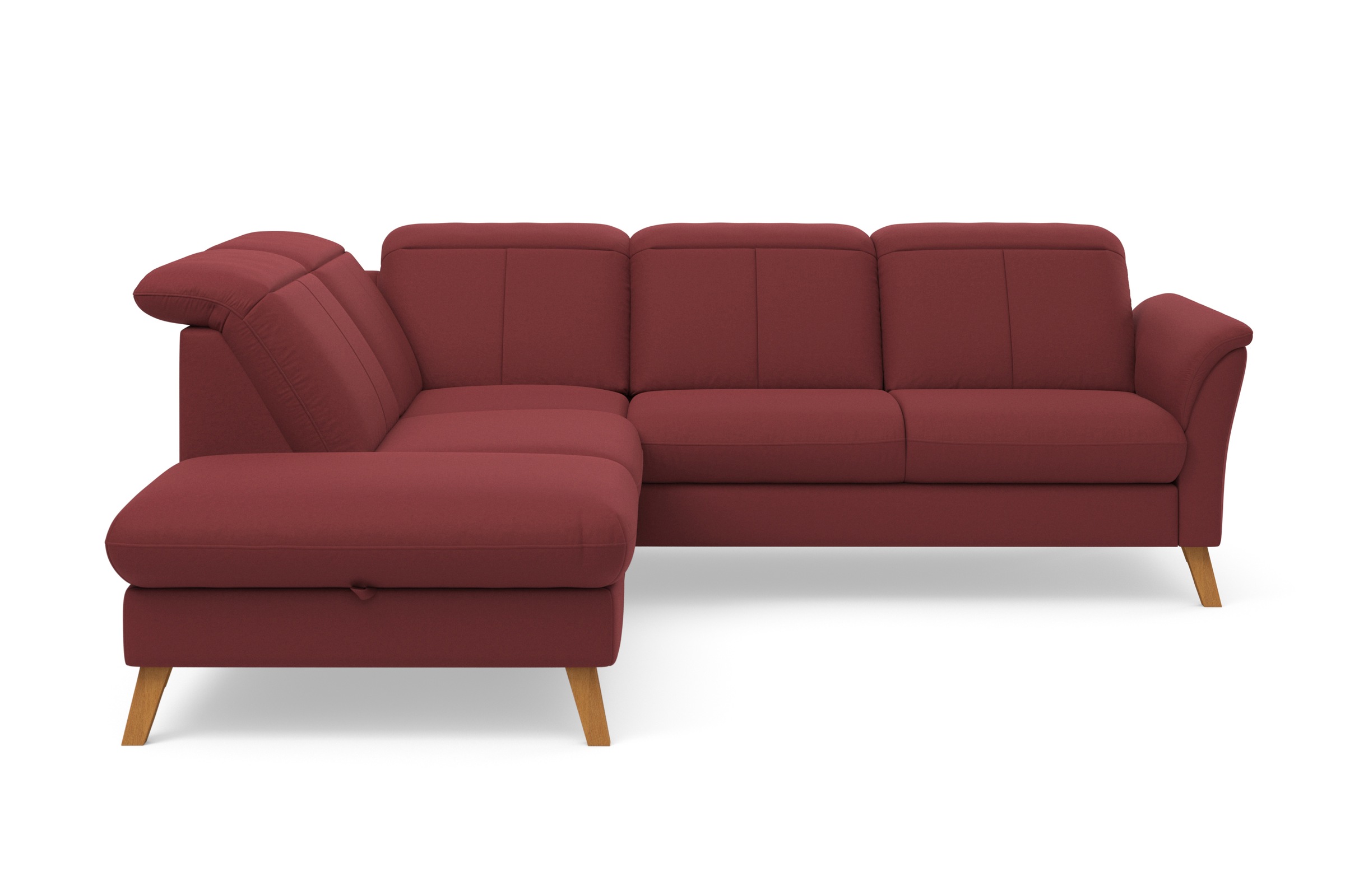 Ecksofa SIT & MORE "Romero L-Form", rot (bordeaux), B:250cm H:91cm T:220cm, 100% Polyester, Sofas, wahlweise mit oder ohne TV-Funktion, Bettfunktion, Bettkasten Image