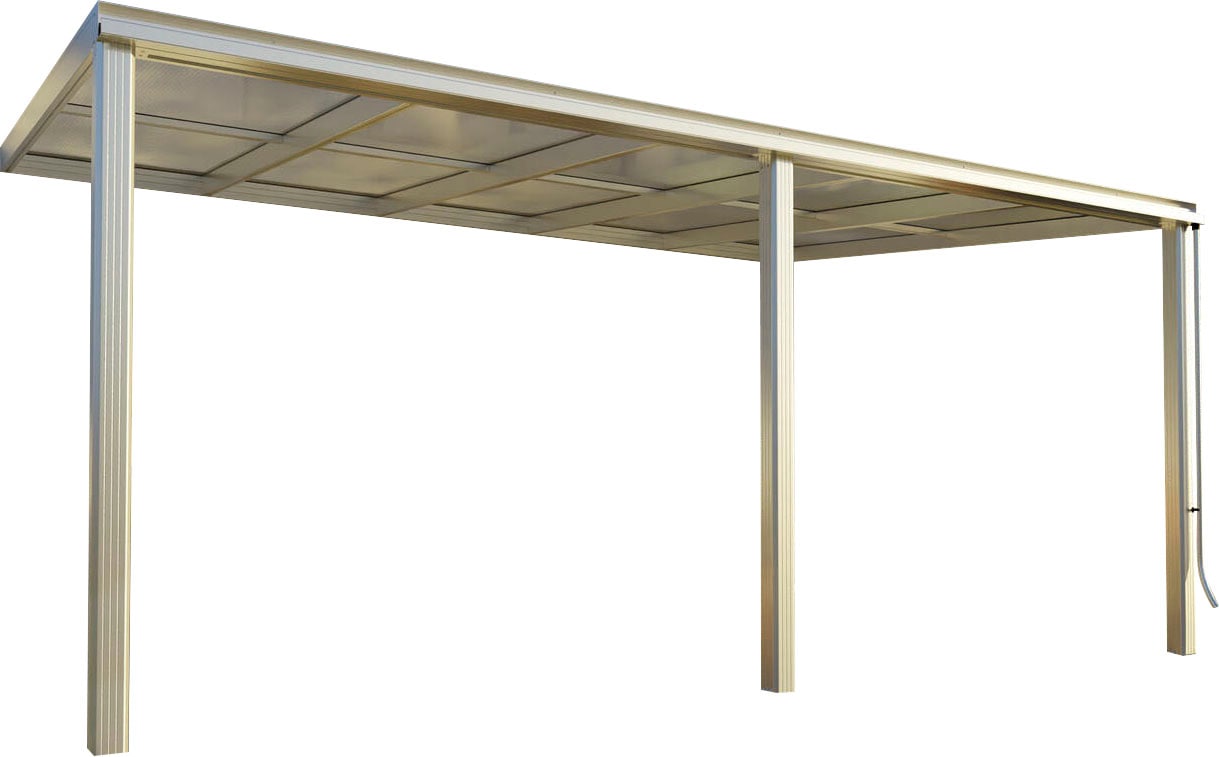 Terrassendach BECKMANN "Exklusiv Gr. 7", grau (alu natur), B:508cm T:321,7cm, Aluminium, Kunststoff, Terrassenüberdachungen