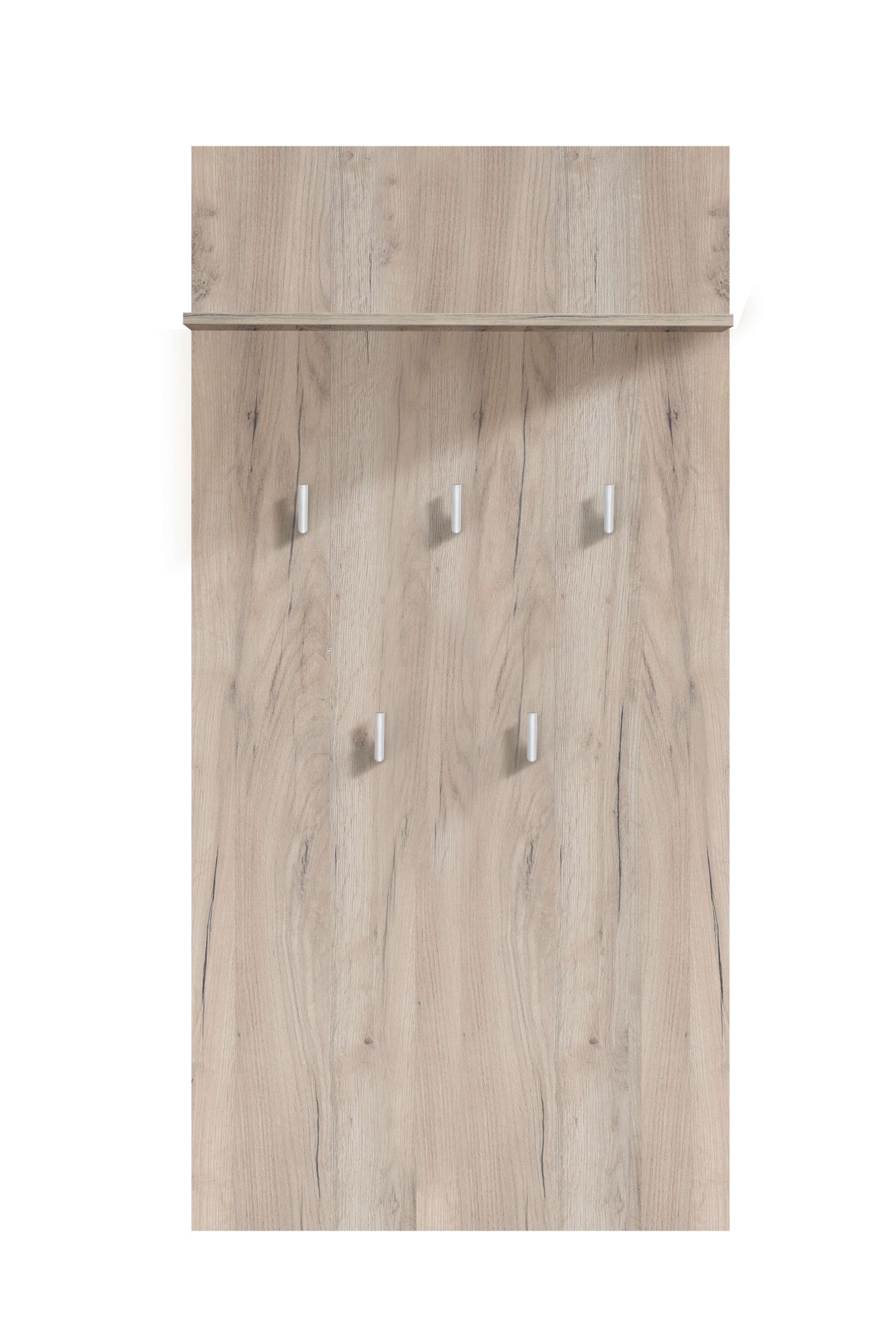 Garderobenpaneel INOSIGN "Como, Wandregal mit Haken, mit Regal", grau (grau eiche), B:67cm H:137cm T:19,5cm, Spanplatte, Garderobenpaneele, Garderobenpaneel, Wandgarderobe, Aufhänger, in modernen Farben, Höhe 137 cm