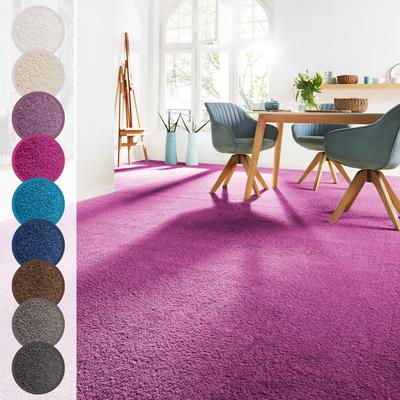 Teppichboden ANDIAMO "Sophie, Frisee-Velours, Made in Netherlands", lila (flieder), B:400cm H:12mm L:450cm, Kunstfaser, Teppiche, Uni Farben, Breite 400 cm oder 500 cm, strapazierfähig & pflegeleicht Image