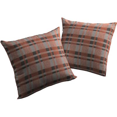 Dekokissen WIRTH "Laufenberg" Gr. 2, orange (terrakotta, kariert), B:50cm L:50cm, Polyester, Baumwolle, Dekokissen_Sitzkissen_Kissenhüllen, Kissenhülle ohne Füllung, 2 Stück Image