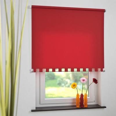 Seitenzugrollo LIEDECO Gr. 6, rot, B:112cm H:180cm, Polyester, Rollos, Volantrollo - eckiger Volant, Fixmaß Image