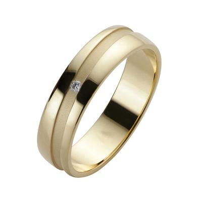 Trauring FIRETTI "Schmuck Geschenk Gold 585 Hochzeit Ehering Trauring "LIEBE" Gr. 17,5, gold (gelbgoldfarben), Fingerringe, 17,5, 0,015 ct SI = kleine Einschlüsse mit Brillant, Gelbgold 585, 5mm, Made in Germany, wahlweise mit oder ohne Brillant Image