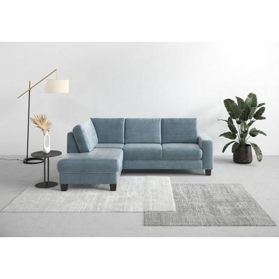 Ecksofa HOME AFFAIRE "Summer L-Form", blau (blau, grau), B:236cm H:91cm T:170cm, 100% Polyester, Sofas, mit Ottomane, mit oder ohne Bettfunktion und Bettkasten, Cord-Bezug Image