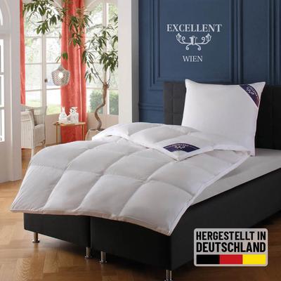 Daunenbettdecke EXCELLENT "Wien, Bettdecken für Sommer und Winter, Decke", weiß, B:140cm L:200cm, Bezug: 100% Baumwolle. Füllung: 90% Daunen, 10% Federn, Bettdecken, Bettdecke 135x200 cm, made in Germany, allergiker geeignet (Hausstaub) Image