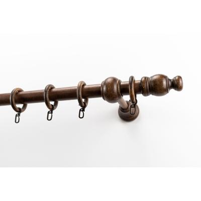 Gardinenstange GARESA "NOVA", braun (eiche rustikal), L:160cm Ø:28mm, Holzwerkstoff, Gardinenstangen, Vorhanggarnitur Holz, verlängerbar, Wandmont.,mit Ringe/2 Lauf Gleiter Image