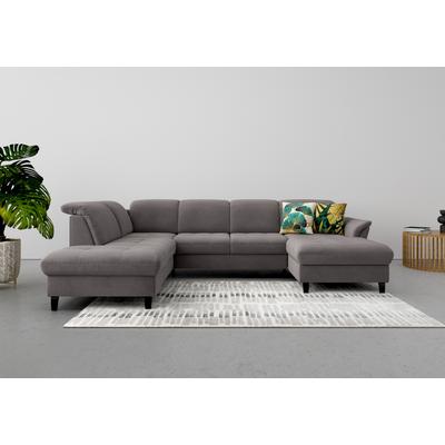Wohnlandschaft SIT & MORE "Maggiore U-Form", grau (fango), B:312cm H:88cm T:224cm, 95% Polyester, 5% Polyamid, Sofas, wahlweise mit Kopfteilverstellung, Bettfunktion und Stauraum Image