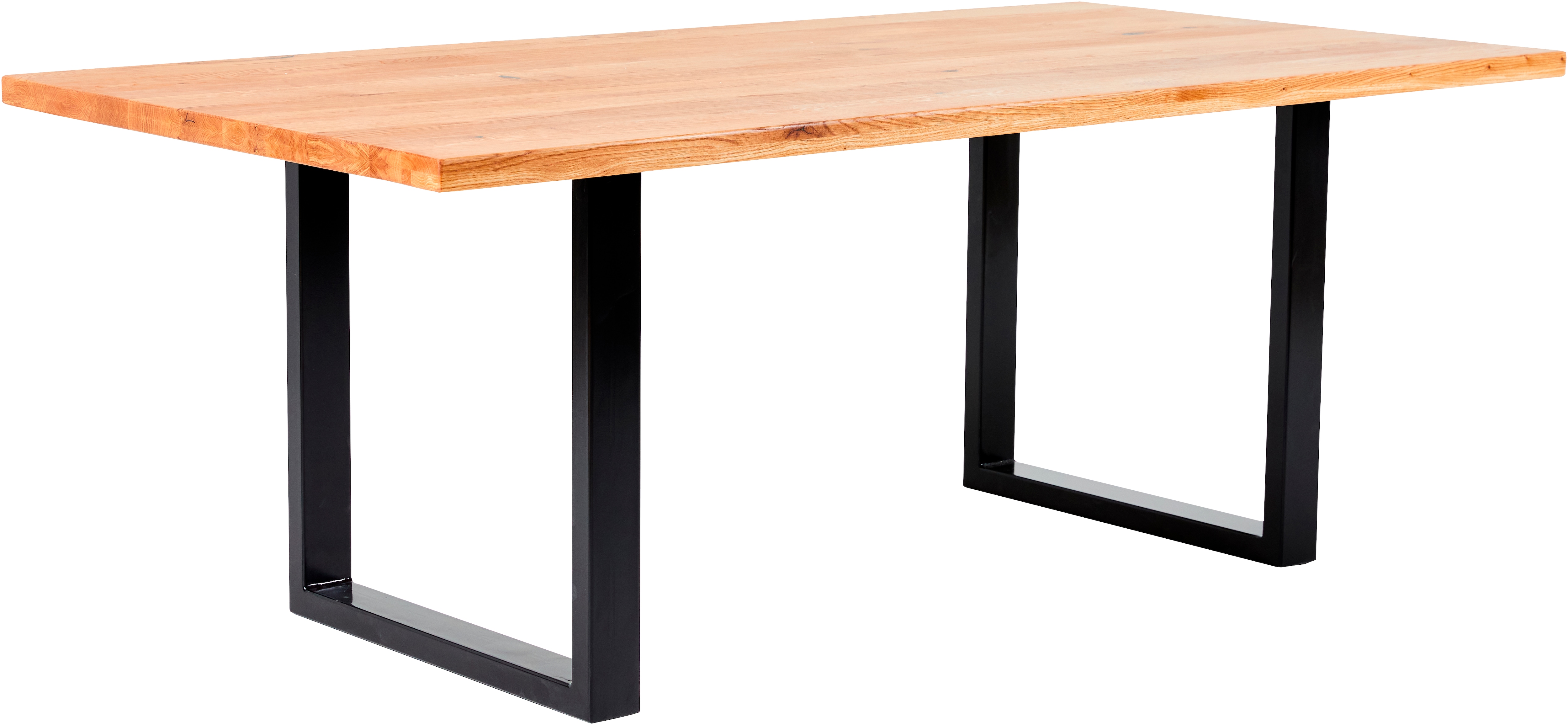 Esstisch MASSIVLINE & MORE "Jakarta, Küchentisch, Tisch, Esstisch, Holztisch", schwarz (u, gestell,braun, schwarz, braun), B:220cm H:76cm T:100cm, Tische, Platte massiv, Gestell Metall pulverbeschichtet schwarz