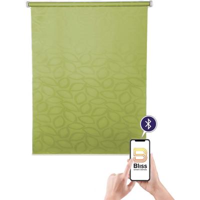Elektrisches Rollo SUNLINES "Akkurollo Curves appgesteuert, blickdicht, Sunlines, weißer Fallstab", grün, B:80cm H:220cm, Polyester, Metall, Kunststoff, Rollos, appgesteuert via Bluetooth Image