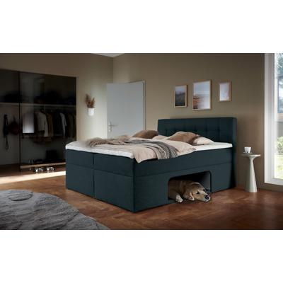 Boxbett PLACES OF STYLE "Carolin", grau (dunkelgrau), B:182cm L:210cm, Komplettbetten, mit Nische inkl. gepolsterter Unterlage für Haustiere Image