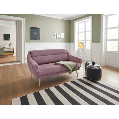 2-Sitzer ANDAS "Bille", rosa (rosé), B:167cm H:86cm T:90cm, Luxus-Microfaser weich (100% Polyester), Samtoptik (100% Polyester), Struktur (100% Polyester), Struktur fein (100% Polyester), Sofas, mit Naht im Rückenkissen und Eiche-Beinen, Design by... Image