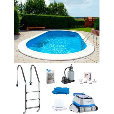 Ovalpool MY POOL BWT "POWER, BxLxH: 400x800x150 cm", blau (folie, blau), B:400cm H:150cm L:800cm, Schwimmbecken, in 2 Folienfarben erhältlich, inkl. Poolroboter POWER ONE4ALL Image