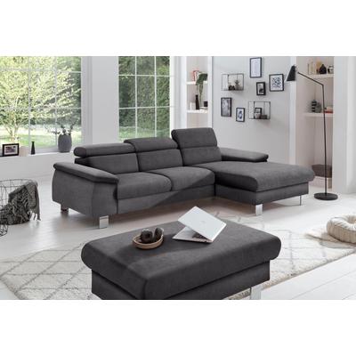 Ecksofa COTTA "Komaris L-Form mit Kopfteilverstellung", grau, B:244cm H:72cm T:166cm, Microfaser PRIMABELLE (100% Polyester), Kunstleder SOFTLUX(100%Polyurethan), Feinstruktur (100% Polyester), Kunstleder SOFTLUX/Struktur (100%Polyurethan,... Image