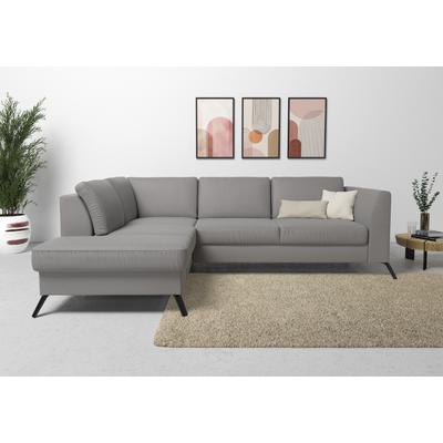 Ecksofa SIT & MORE "Olsen L-Form", grau, B:248cm H:88cm T:201cm, 100% Polyester, Sofas, inklusive Sitztiefenverstellung, wahlweise mit Bettfunktion, 15cm hoch Image