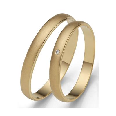 Trauring FIRETTI "Schmuck Geschenk Gold 375 Hochzeit Ehering "LIEBE" Gr. 52, gold (gelbgoldfarben), Fingerringe, 52, 0,005 ct SI = kleine Einschlüsse mit Brillant, Gelbgold 585, 3,0mm, Made in Germany, wahlweise mit oder ohne Brillant Image