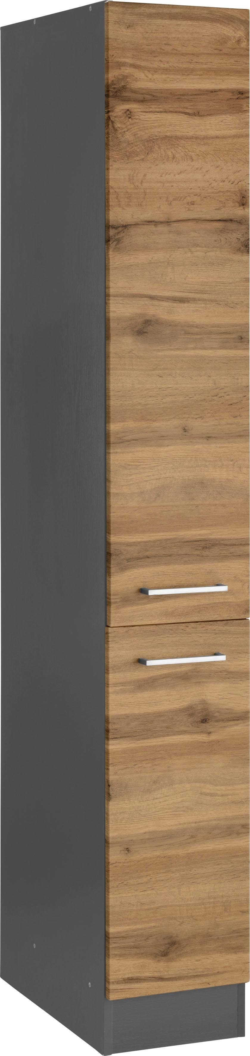Apothekerschrank KOCHSTATION "KS-Kehl", grau (wotaneiche, grafit), B:30cm H:200cm T:60cm, MDF, Schränke, Apothekerschrank, Breite 30 cm