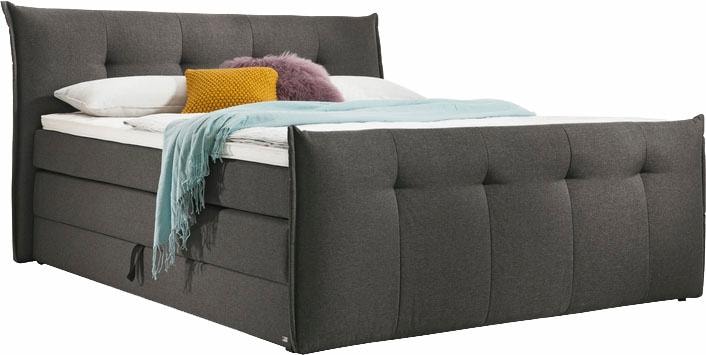 Boxspringbett "Florida", grau (anthrazit), B:225cm L:228cm, Feingewebe (100% Polyester), SET ONE BY MUSTERRING, Komplettbetten, Boxspringbett, mit Bettkasten, in 5 Liegekomfortvarianten Image