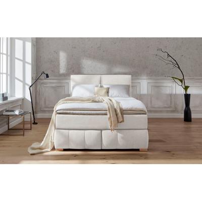 Boxspringbett "Wehma", beige (natur), B:150cm L:233cm, Struktur fein (100% Polyester), GUIDO MARIA KRETSCHMER HOME & LIVING, Komplettbetten, Boxspringbett, inkl. Topper in 3 verschiedenen Matratzen, auch in Samtstoff Image
