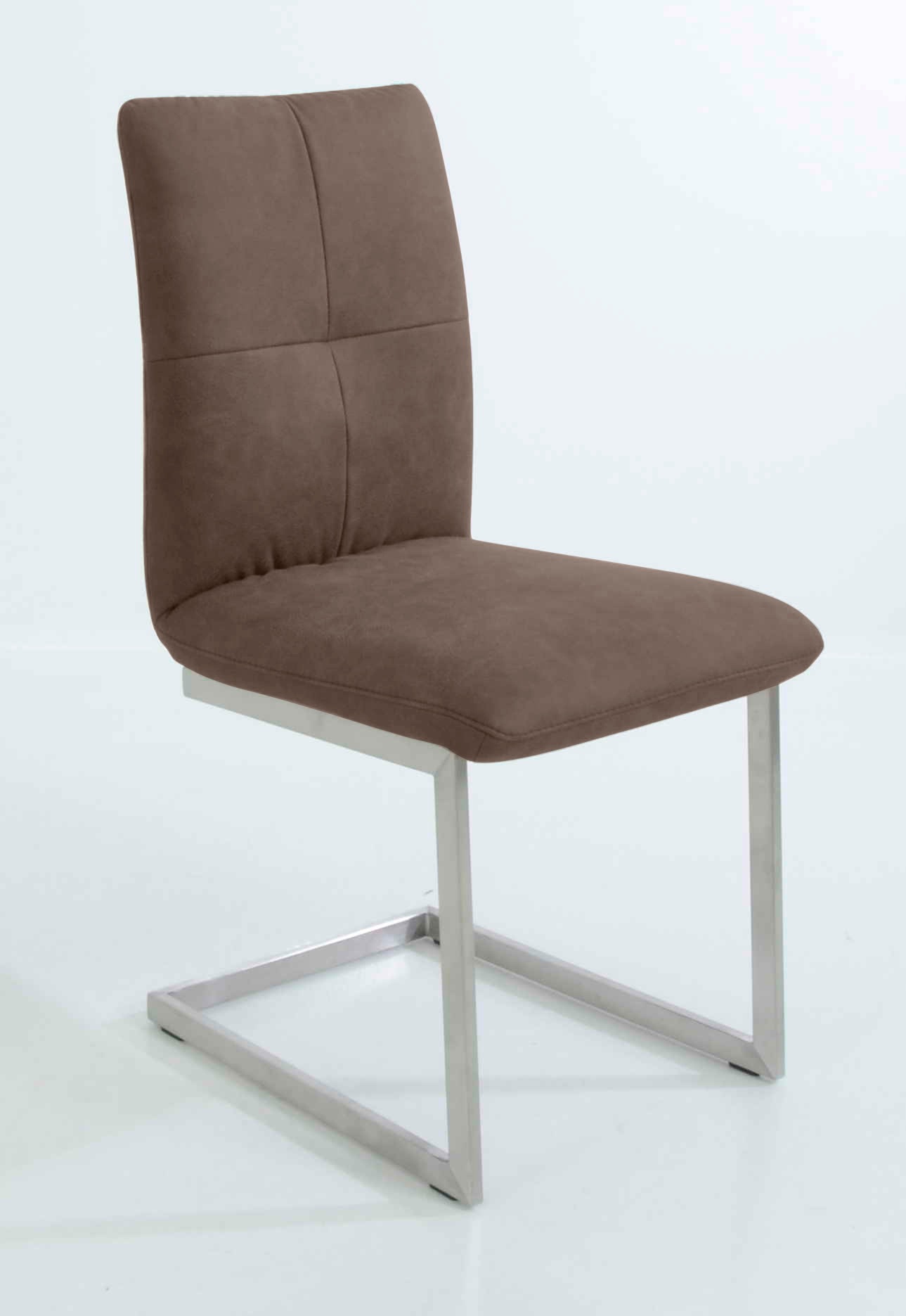 Freischwinger K+W KOMFORT & WOHNEN "6511", braun (braun, edelstahloptik), B:46cm H:90cm T:62cm, Stühle, Freischwinger mit Hochkantrohr und praktischem Metallgriff am Rücken Image