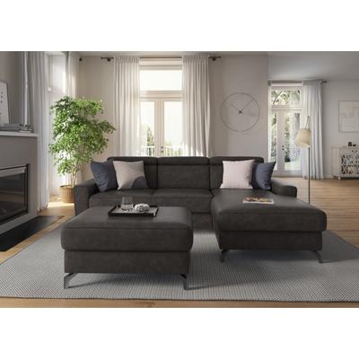 Ecksofa SIT & MORE "Scarlett L-Form", grau (anthrazit), B:258cm T:172cm, Sofas, inklusive Kopfteilverstellung, wahlweise mit Bettfunktion, Bettkasten Image