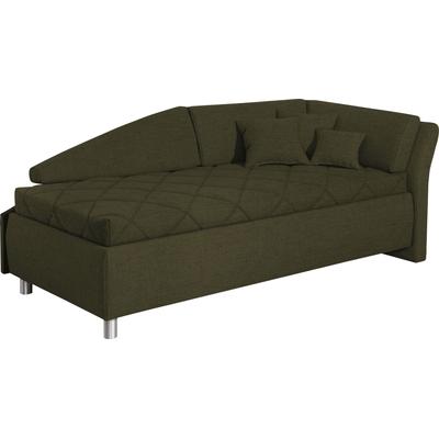 Schlafsofa ALINA "Lindsay", grün (olivgrau tmd 3), B:223cm H:80cm T:112cm, Struktur TMD (100% Polyester), Sofas, Bettkasten, Zierkissen-Set aus: 2 Stk. 40x40cm, 1 Stk. 30x30cm Image