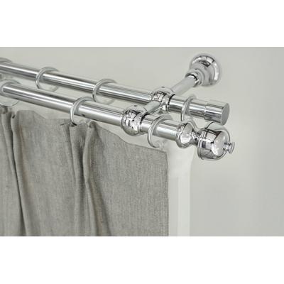 Gardinenstange GARESA "ANDREA", grau (chromfarben), L:100cm Ø:20mm, Metall, Gardinenstangen, Vorhanggarnitur, verlängerbar, Endknopf Profil klein, mit Ringen Image