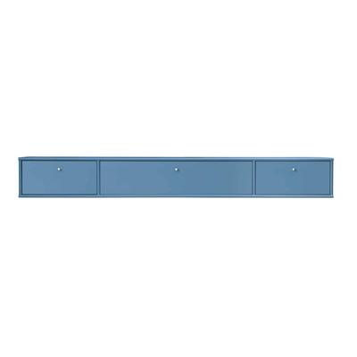 TV-Board HAMMEL FURNITURE "Mistral Fernsehschrank, Medienmöbel, Hängend", blau, B:176cm H:22,4cm T:32,5cm, Massivholz, MDF, Spanplatte, Sideboards, zwei Schubladen und Klapptür, Lowboard, B: 176 cm Image