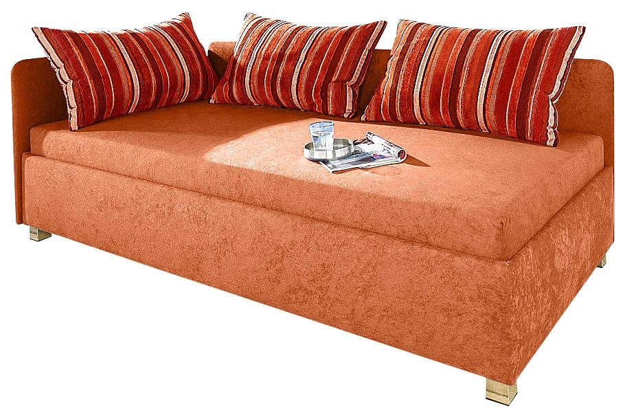 Polsterliege MAINTAL, orange (terrakotta), B:126cm L:206cm, 100% Polyester, Komplettbetten, inkl. Bettkasten, Liege mit Umbau Image