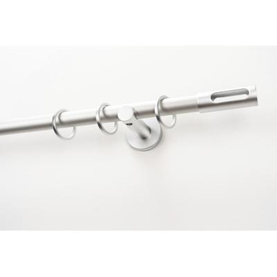 Gardinenstange GARESA "EASY", silber (silberfarben), B:65cm L:260cm Ø:20mm, Aluminium, Gardinenstangen, Vorhanggarnitur, verlängerbar, Endk. M. Ausschnitt, Alu, m. Ringe Image