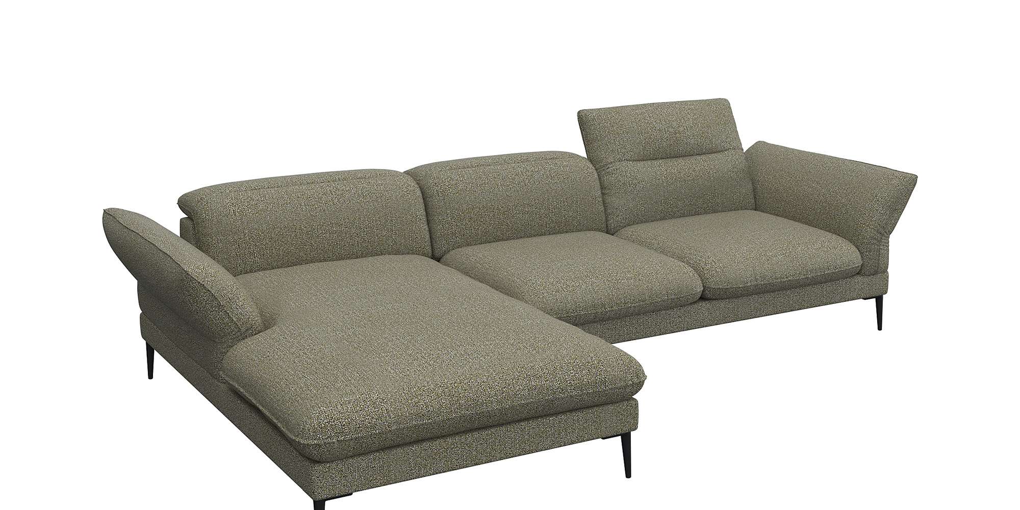 FLEXLUX "Salino, Funktionssofa mit Recamiere, Relaxsofa, Ecksofa" Sofa mit Arm- und Kopfteil-Verstellungen, Kaltschaum & Stahl-Wellen