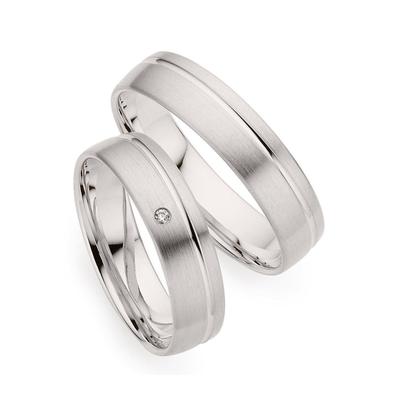 Trauring PHÖNIX "Schmuck Geschenk Gold 333 Trauring Ehering LIEBE versch. Varianten" Gr. 52, weiß (weißgoldfarben), Fingerringe, 52, ohne Brillant, Weißgold 333, 5,0mm, Made in Germany, wahlweise mit oder ohne Brillant Image