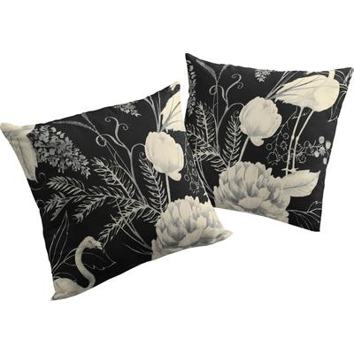 Dekokissen ADAM "Eden", schwarz (schwarz, weiß, bedruckt), B:40cm L:40cm, Baumwolle, Dekokissen_Sitzkissen_Kissenhüllen, GOTS zertifiziert - Kissenhülle ohne Füllung, 1 Stück Image
