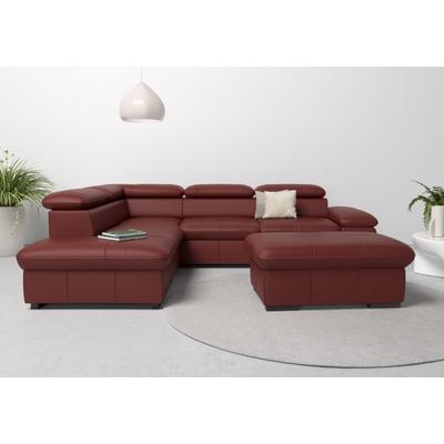 Ecksofa HOME AFFAIRE "Alberto L-Form", rot (merlot), B:272cm H:73cm T:226cm, Luxus-Microfaser Lederoptik (100% Polyester), Luxus-Microfaser weich (9)0% Polyester / 10% Polyamid, Luxus-Microfaser Vintageoptik (100% Polyester), Microfaser... Image