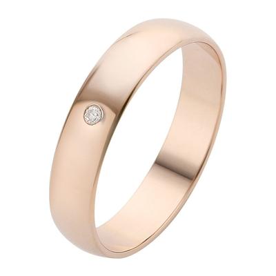 Trauring FIRETTI "Schmuck Geschenk Gold Hochzeit Ehering Trauring "LIEBE" Gr. 19, rosa (roségoldfarben), Fingerringe, 19, 0,01 ct SI = kleine Einschlüsse mit Brillant, Roségold 375, 4mm, Rosu00e9gold 375, Made in Germany, wahlweise mit oder ohne... Image