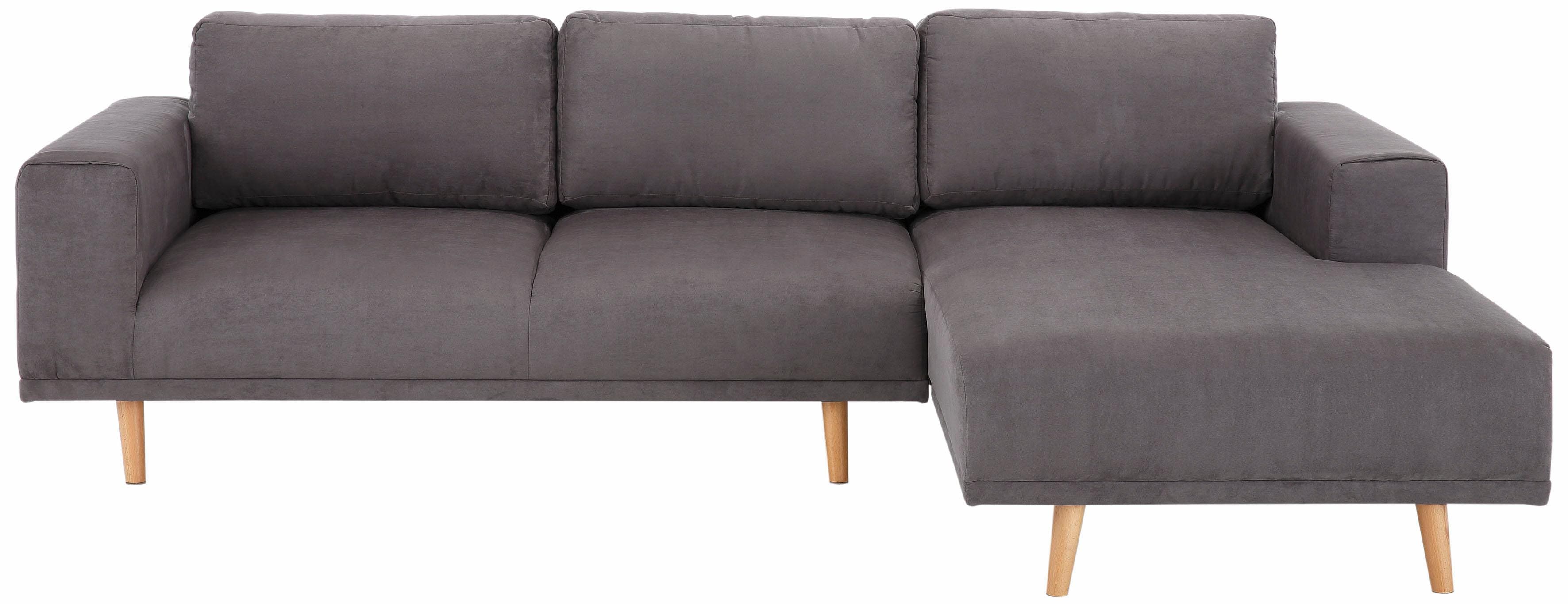 Ecksofa HOME AFFAIRE "Lasse L-Form", grau, B:273cm H:90cm T:167cm, Struktur fein( 100% Polyester);Filzoptik (100% Polyester);Luxus-Microfaser (100% Polyester), Sofas, im scandinavischen Stil mit Holzfüßen