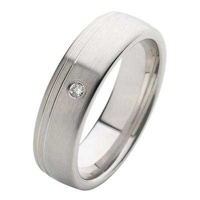 Trauring FIRETTI "Schmuck Geschenk Hochzeit Ehering Trauring "LIEBE" Gr. 17, silber (silberfarben), Fingerringe, 17, 0,03 ct SI = kleine Einschlüsse mit Brillant, Silber 925 (Sterlingsilber), 6mm, Made in Germany, wahlweise mit oder ohne Brillant Image